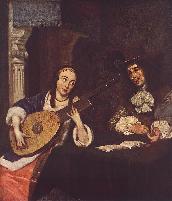 TERBORCH, Gerard Woman Playing the Lute st China oil painting art